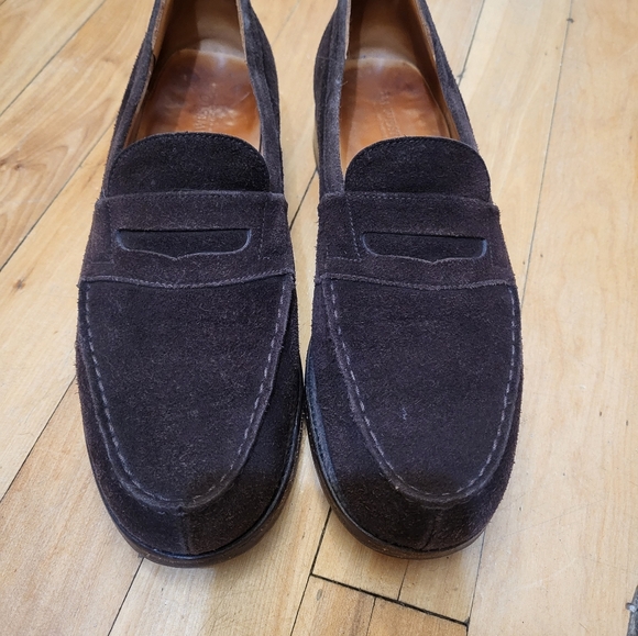 J.M. Weston loafers suede size 5.5 B Maron/dark brown color. - Picture 6 of 10